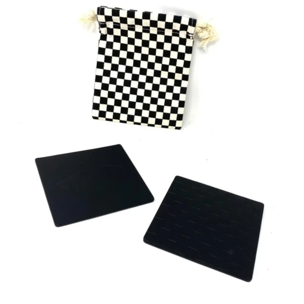 VANS Family Coasters Faux Leather Checkerboard White Black Set Bag VN0009M8NOA